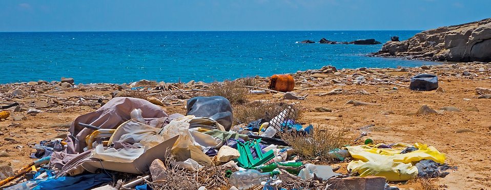 beach full of garbage